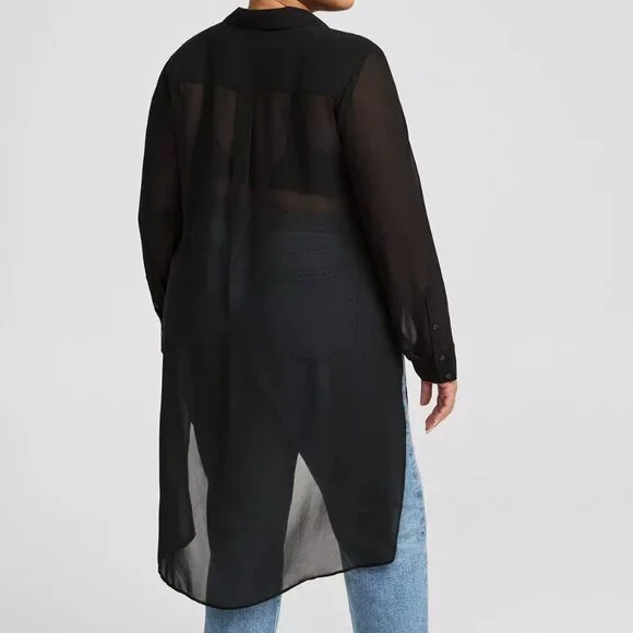 Chiffon Button Up - Picture 2 of 4